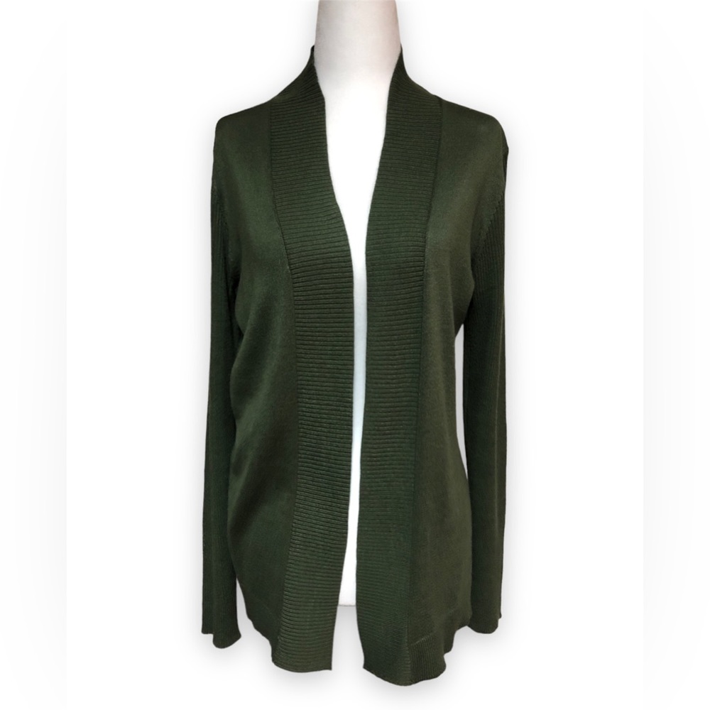 Women’s Knit Sweater Cardigan Dark Green Long Sleeves
